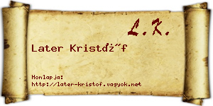 Later Kristóf névjegykártya
